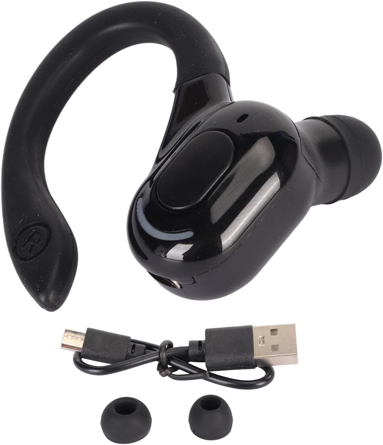 Yunseity 5.2 Headset Bluetooth Earpiece, HD Calls Noise Reduction Single Ear Headset Business Earphone for Driving Meeting Listening (Black)