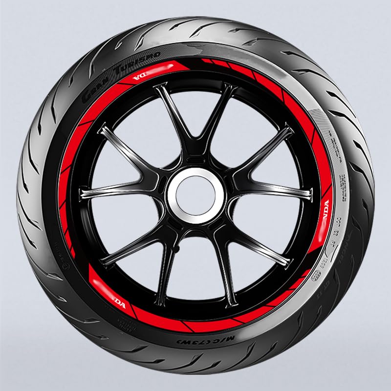 For HONDA FORZA 350 2023 | Reflective Wheel Rim Sticker Kit, Hub Protection Decals, Customizable Colors, UV-Resistant Motorcycle Accessories (red)