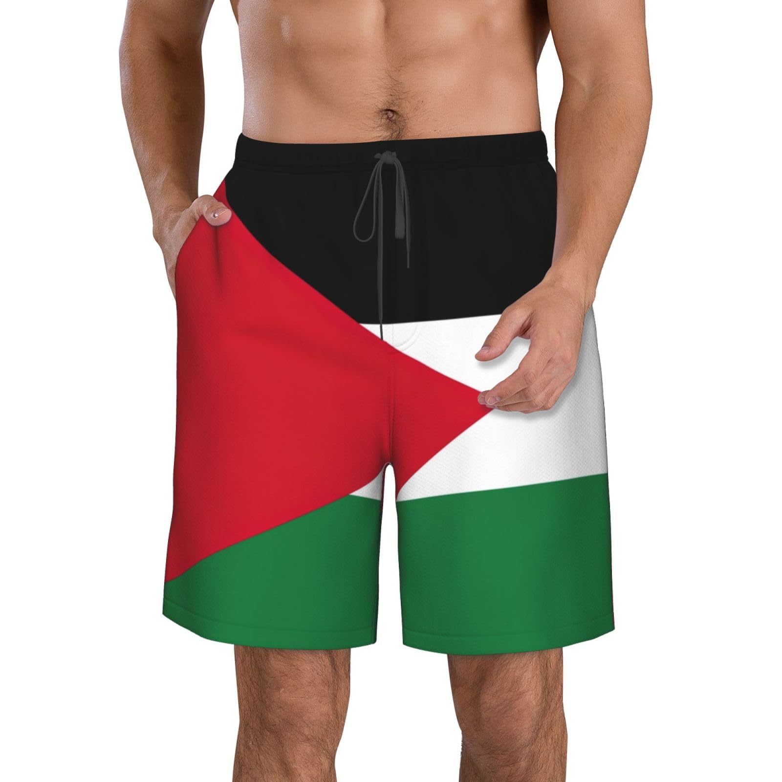 Fwjzdsp Unisex As Pic Palestinian Flag Print Mens Swim Trunks Quick Dry Swim Shorts Swimsuits With Pockets Beach Shorts For Men