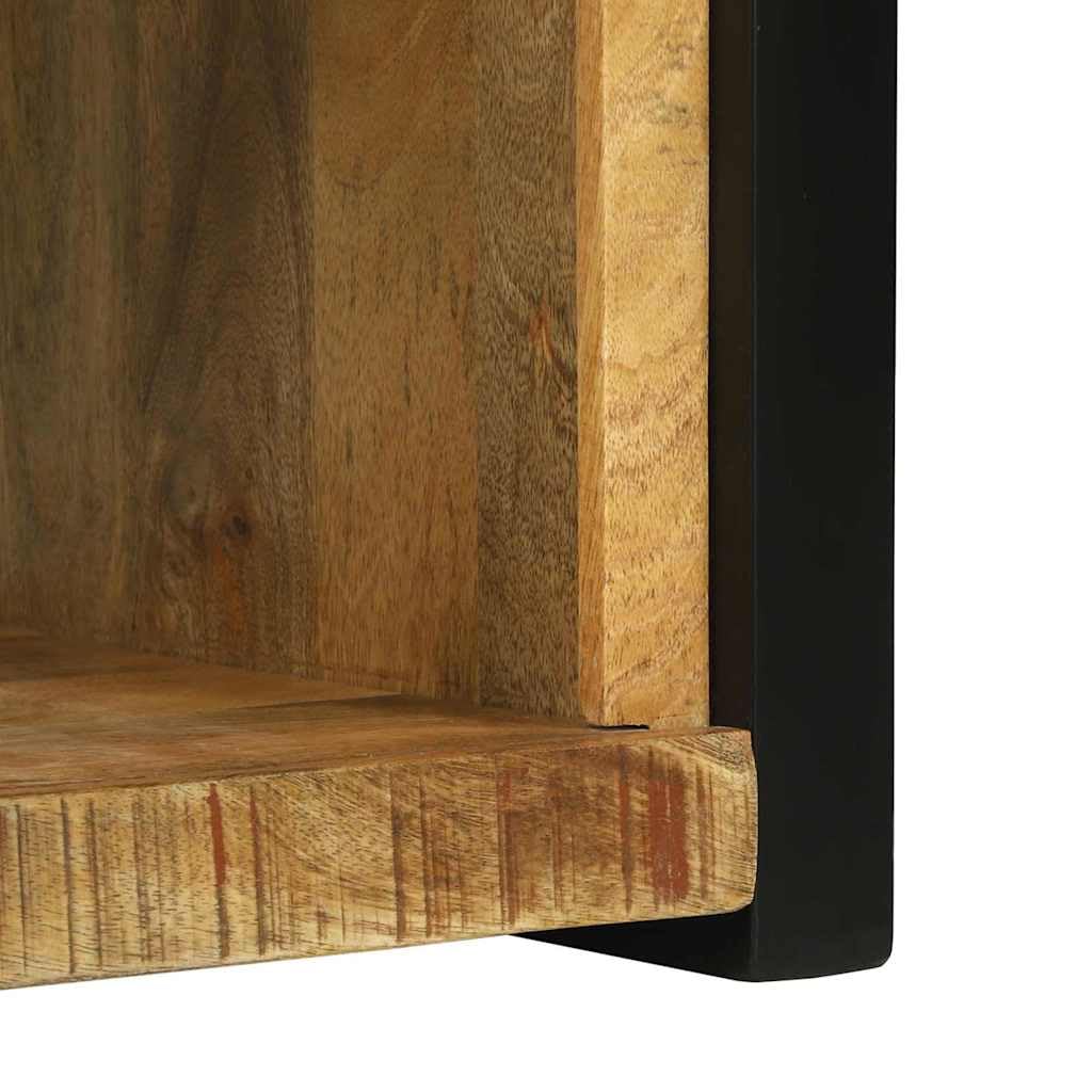SYDE Kostka ścienna brązowa 55 x 35 x 40 cm lite drewno mango | Pływający stojak do salonu, stojak na książki, oszczędność miejsca, żelazne nogi, łatwe czyszczenie