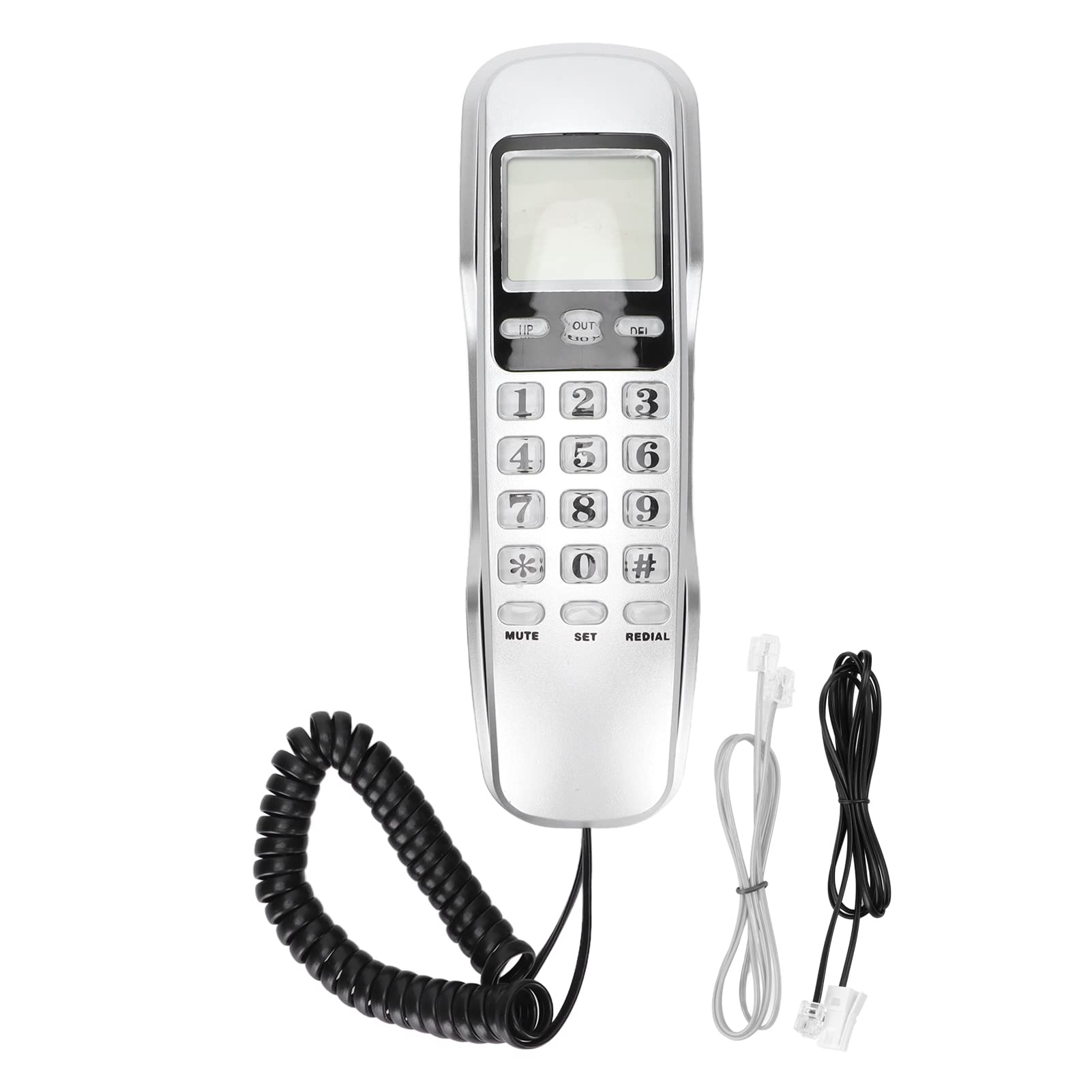 Przewodowy telefon stacjonarny, podwójny system KX‑T888CID DTMF i FSK, wyświetlanie identyfikatora połączenia/funkcja pamięci, mini telefon stacjonarny wiszący/stacjonarny, do domowego biura ho