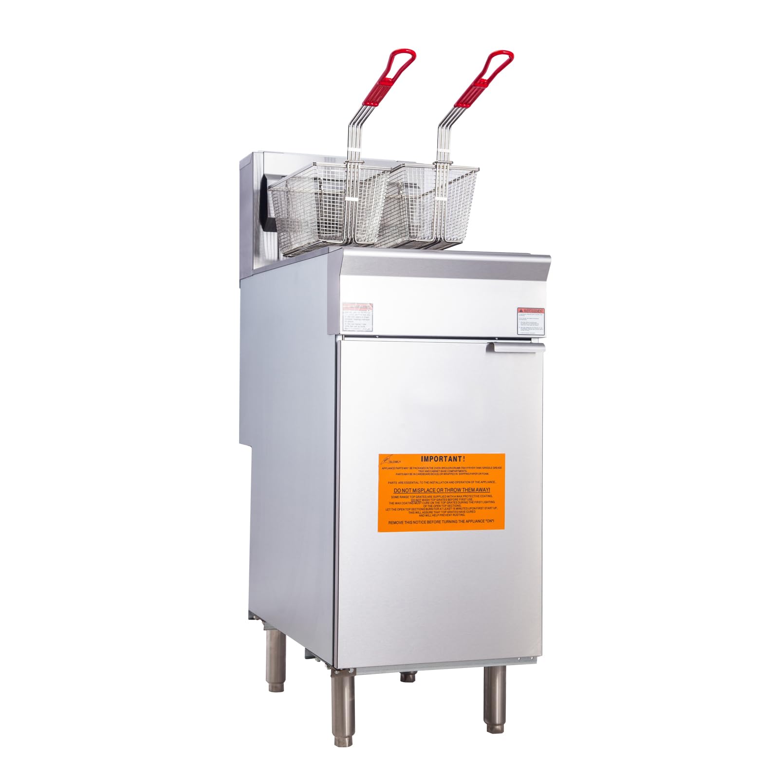 EASYROSE Liquid Propane Deep Fryer Commercial Deep Fryer with 2 Baskets 45-55 lb. Capacity 4 Tube Liquid Propane Floor Fryer, 120,000 BTU, ETL Listed