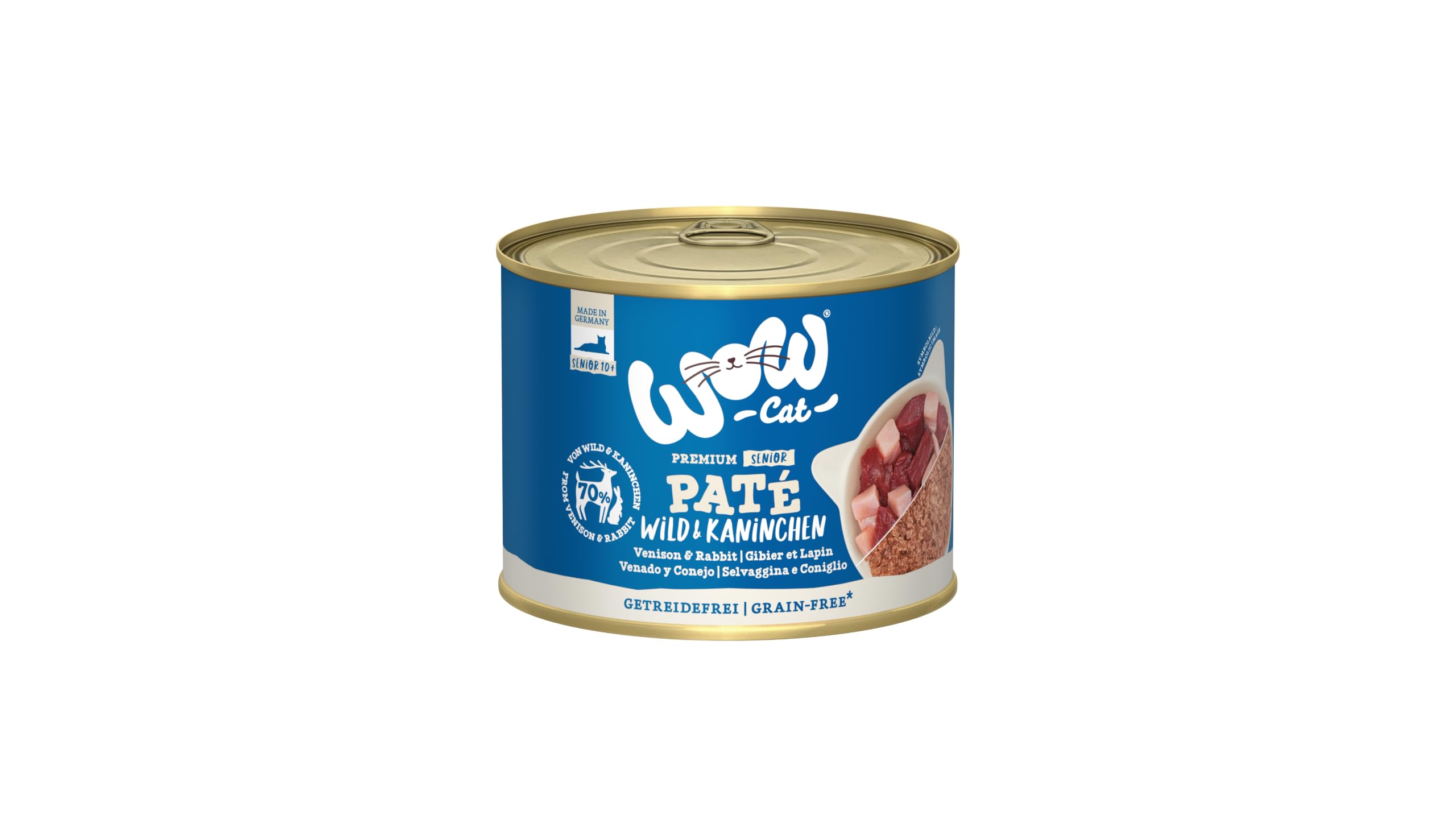 WOW Cat Senior Nassfutter Paté Wild & Kaninchen 24 x 200g | ohne Getreide