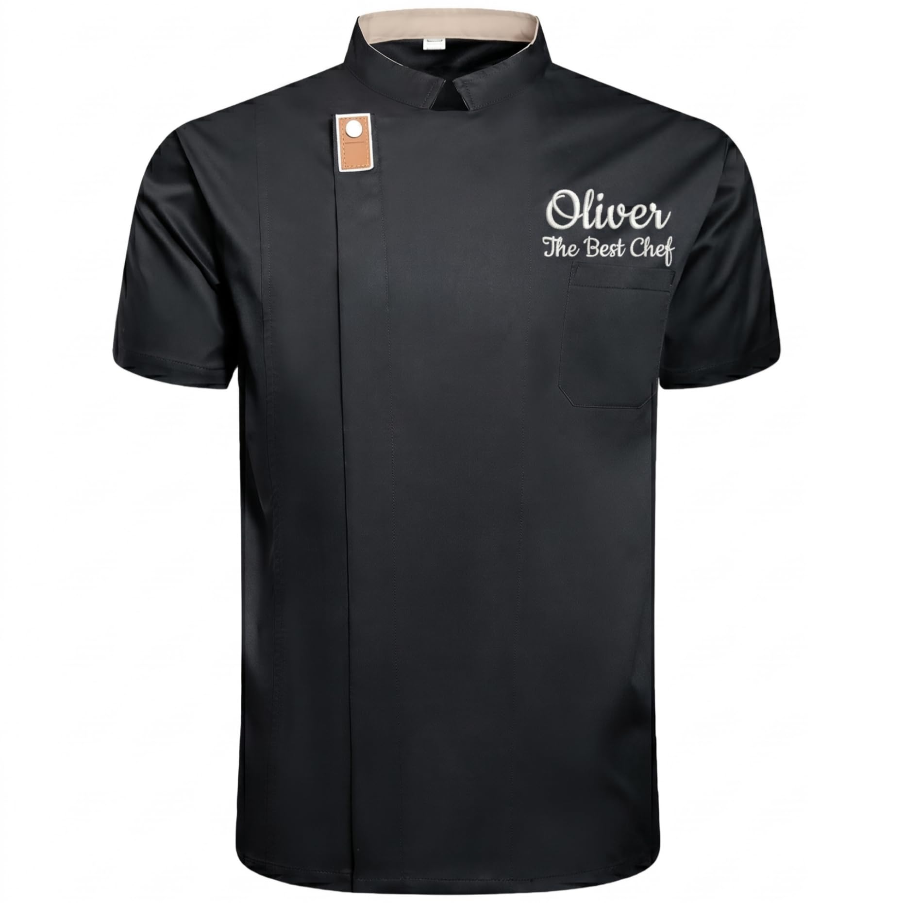 Veste Cuisine Personnalisée Homme Femme avec Broderie Prénom, Blouse de Cuisine Manches Courtes, Uniforme Chef Respirant