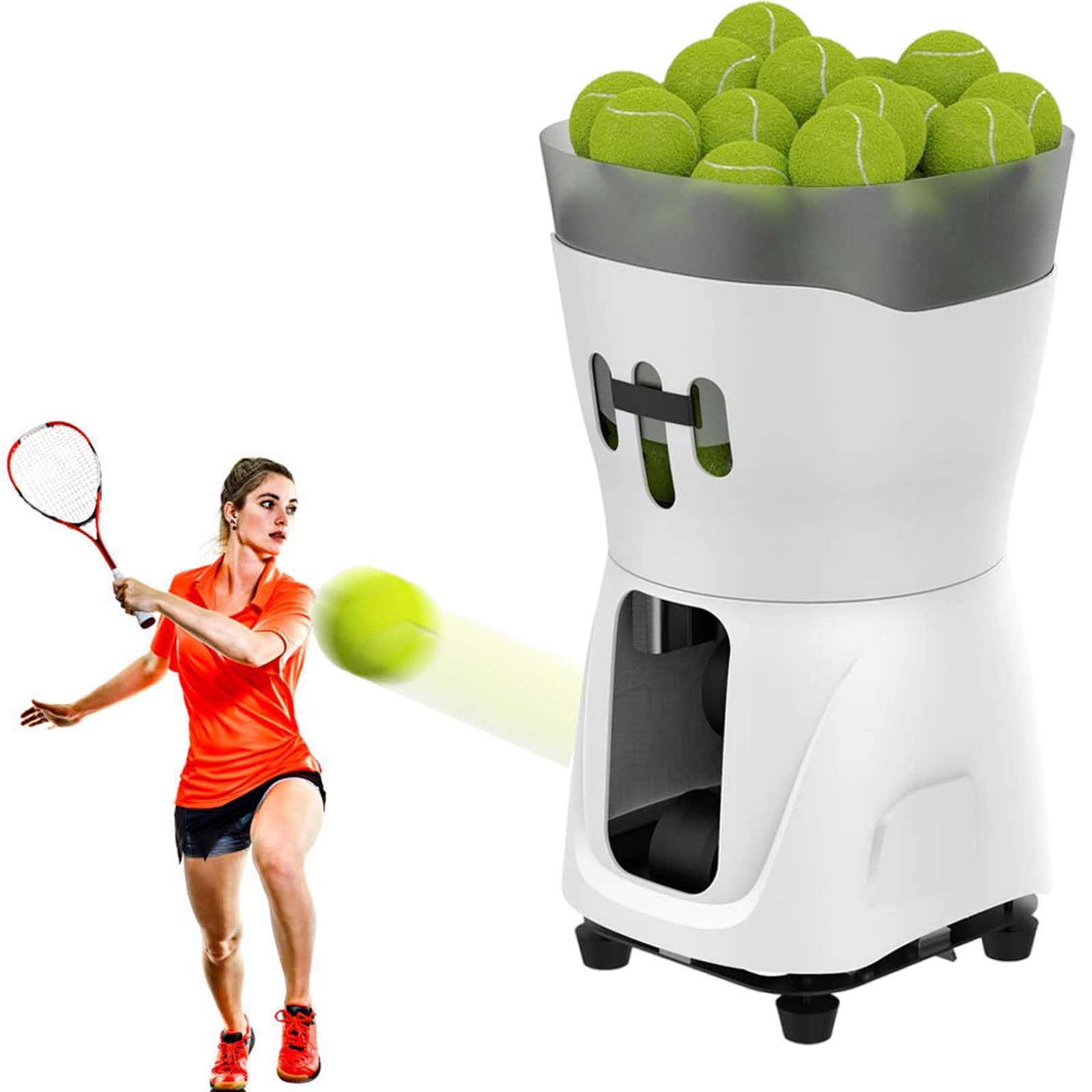vnmudzeo Mini Tennis Ball Launching Machine,14.6V 4A Power Supply,Lightweight Tennis Ball Training Equipment,65+ Capacity,White