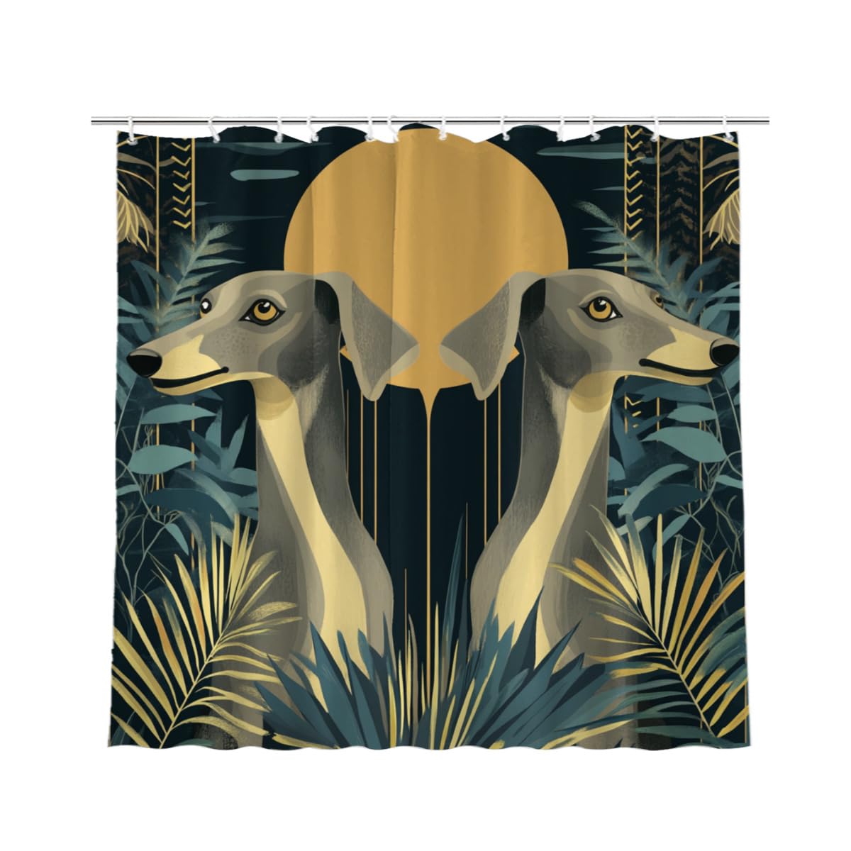 KEEPAEON Beautiful Boho Greyhound Shower Curtain 72" x 72" Modern Mid Century Curtain Bath Decor Bohemian Bathroom at Home