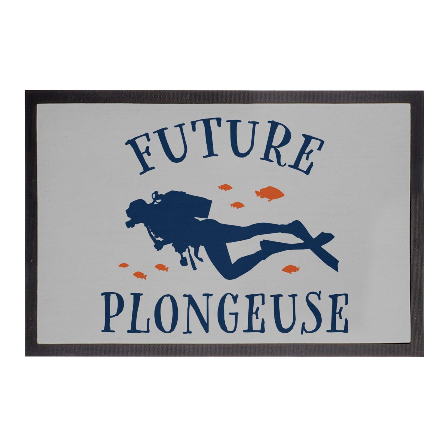 Paillasson Gris Plongeuse sous-Marine Cadeau Original Sport Loisir