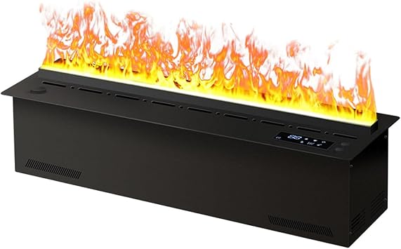 3D Water Vapor Electric Fireplace with Realistic Atomized Flame - Touch Screen/Remote Control/App Control, Automatic Water Filling,3mm Ultra-Thin Panel,700mm
