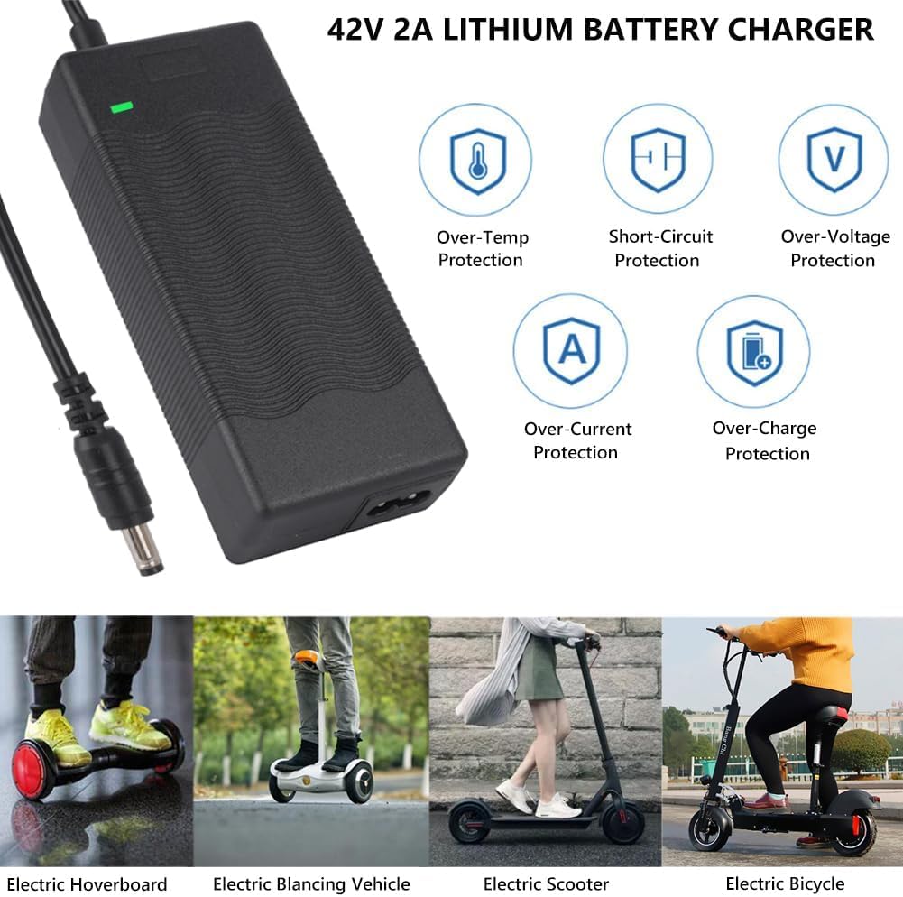 Cargador para Patinete Eléctrico con 2 Conectores, 42V 2A Cargador de Batería Universal 36V, Adaptador de Cargador para Hoverboard, Patinete Eléctrico, Monociclo — view 3