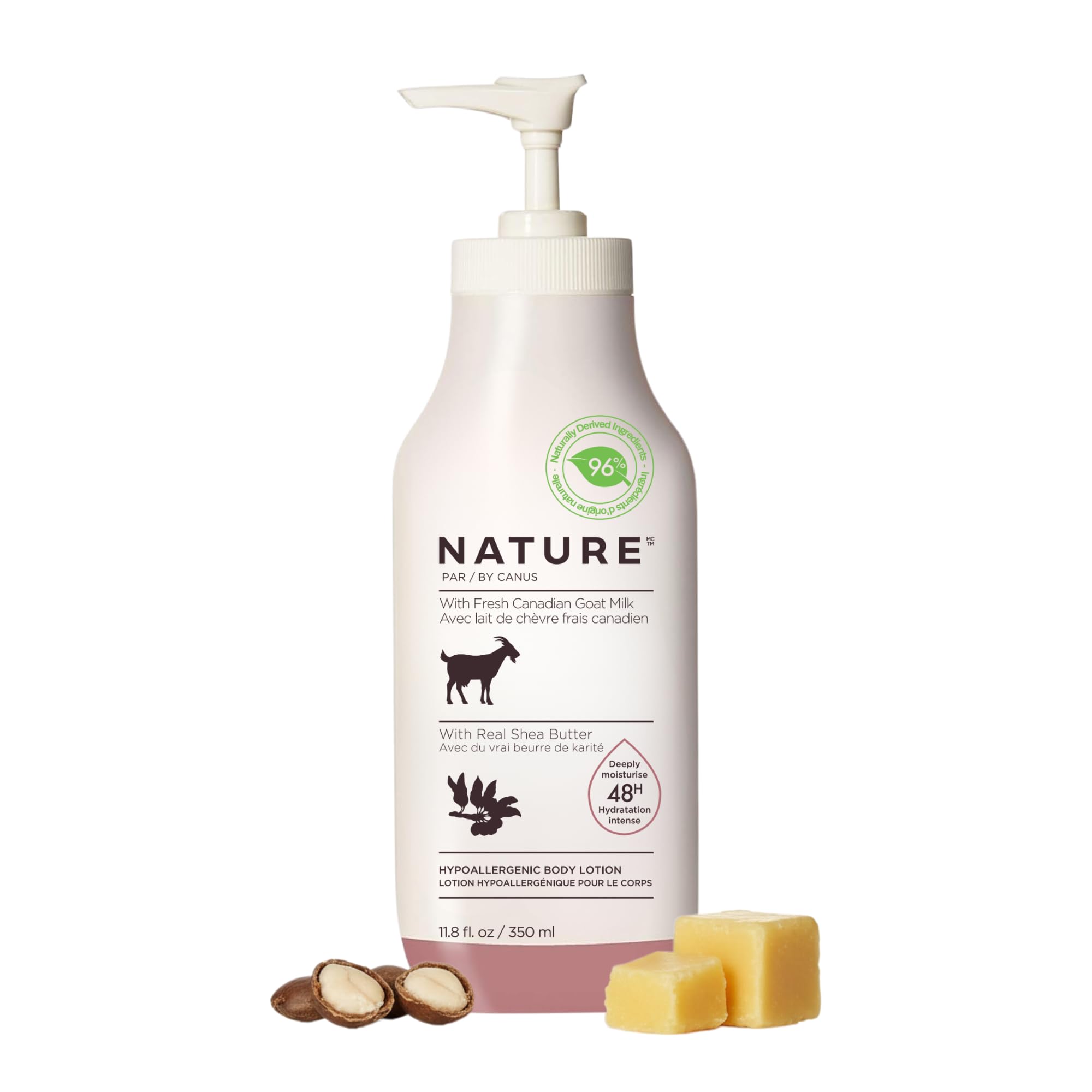 Nature by Canus Creamy Body Lotion, SHEA BUTTER, 11.8 Oz, With Smoothing Fresh Canadian Goat Milk, Vitamin A, B3, Potassium, Zinc, and Selenium