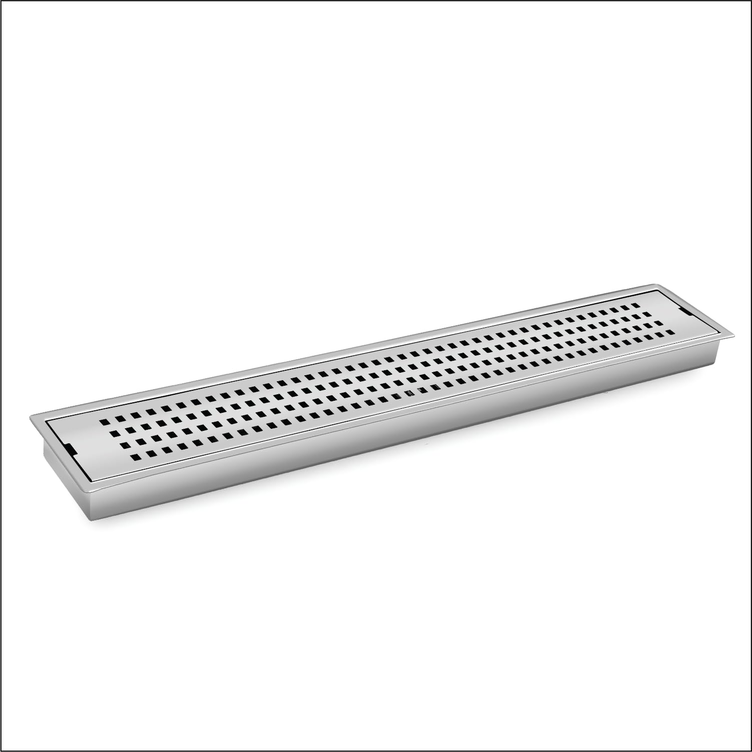 Sanjay Chilly Square Shower Channel Drainer Stainless Steel Premium Collection 304 Grade Waste Water Floor Drain Strainer with Collar & Cockroach Trap Bathroom Gratings (Center Hole - 12 x 4 INCH)