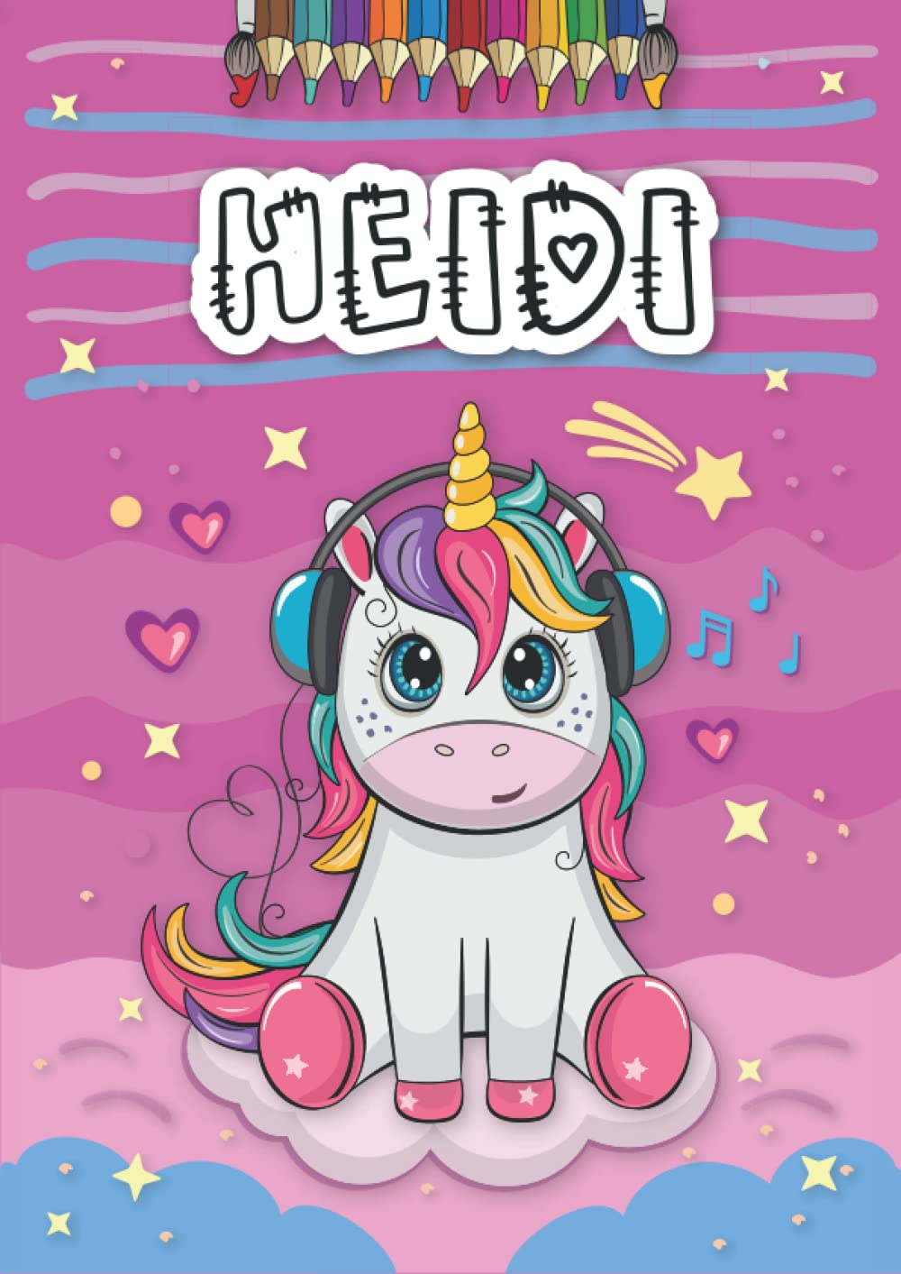 Independently published Heidi: Livre de coloriage personnalisé pour Heidi | Licorne | Cadeau d'anniversaire pour fille ... | 4 à 8 ans | 25 motifs de licorne avec le prénom Heidi, Grand format A4 (21 x 29.7 cm)