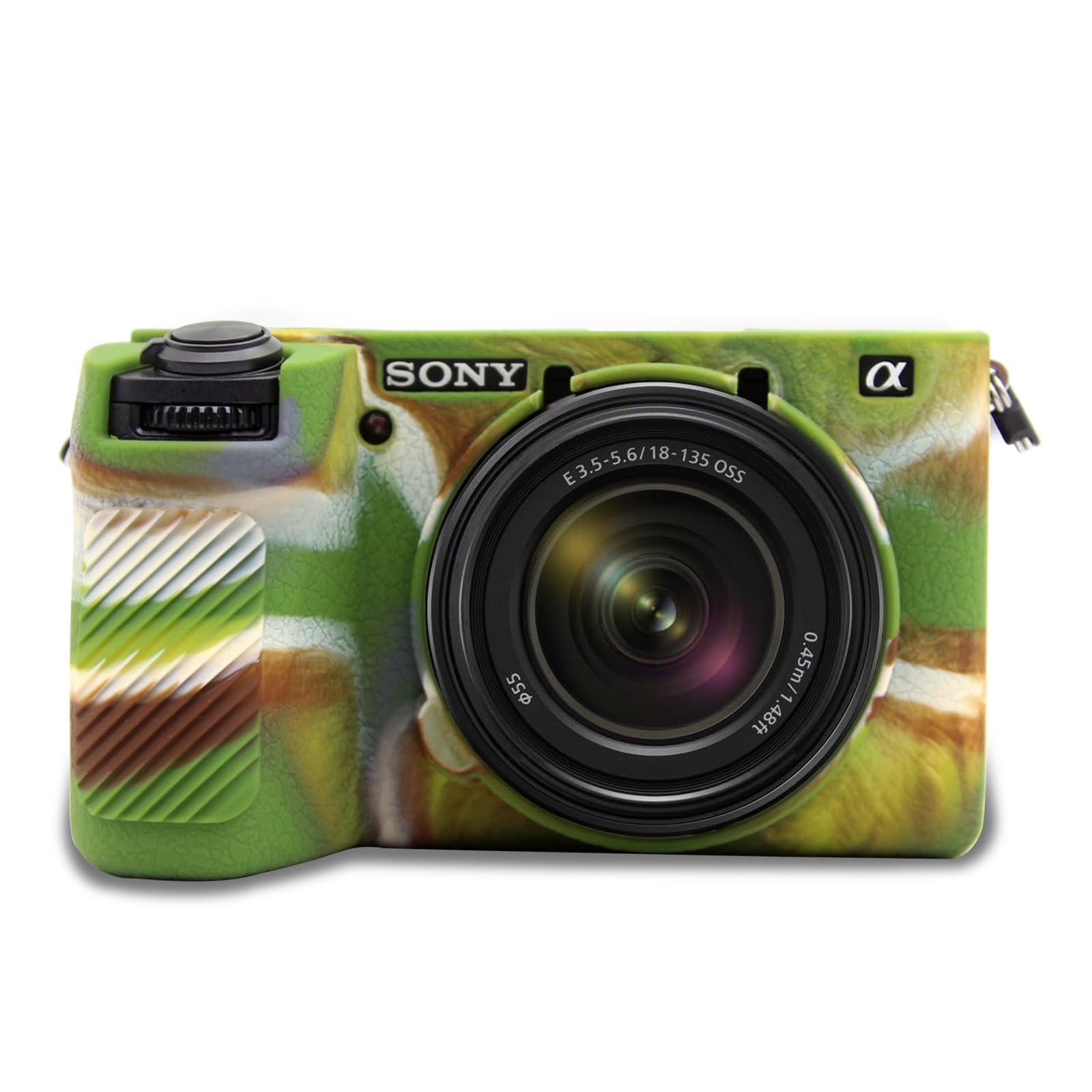 Easy Hood Camera Case for Sony Alpha 6700, Soft Silicone Protective Cover a6700 DSLR Camera Anti-Scratch Slim Fit Body Skin Protector Housing Sleeve for Sony A6700 Mirrorless Camera Camo