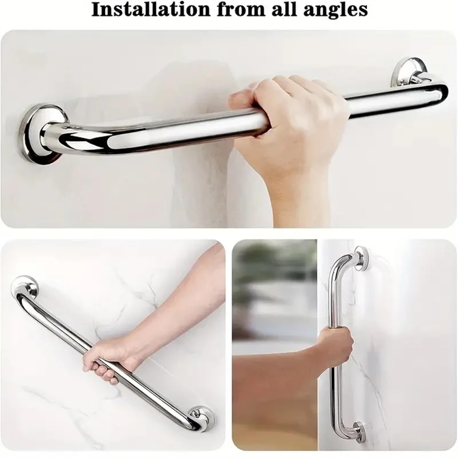 Barra de Apoyo para baño, Barras de Apoyo para Ducha, asa de Seguridad de Acero Inoxidable, Soporte de barandilla de Equilibrio Uso Apto para bañera Toile