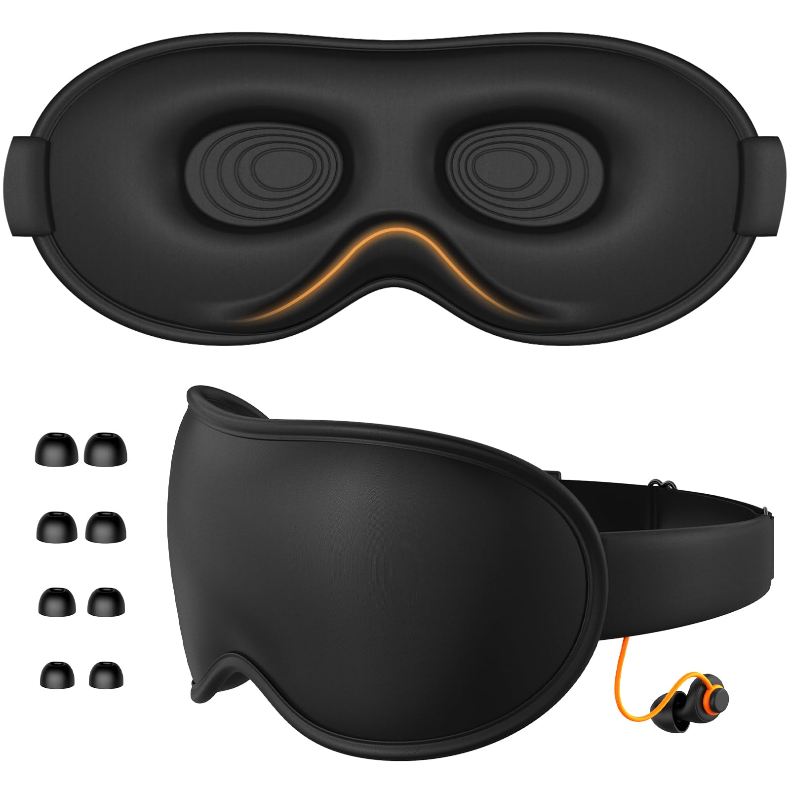 100% Blackout Sleep Mask 45dB Noise Cancelling for Women & Men, Zero Eye Pressure Eye Mask for Side Sleeper, 3D Cutout Eye Movement Friendly, Adjustable Nose Bridge, Soft & Comfortable for Nap/Travel