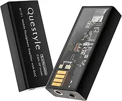 Questyle Amplificador de fone de ouvido M15i [certificado MFi] Amplificador DAC USB portátil com saídas duplas de 4,4 mm e 3,5 mm, suporta PCM 768 kHz/DSD512 de alta resolução sem perdas para