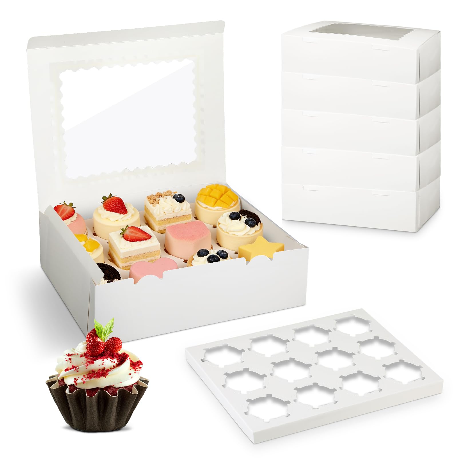 Acquista 10 pezzi scatole per muffin con finestra trasparente, per cupcake, con contenitori per pasticcini e maniglia in Italia a partire da 11