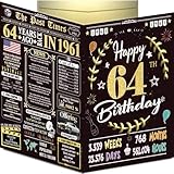 64th Birthday Card for Women Men - Back In 1961 Black & Gold - 64 Happy BIRTHDAY card - 64th birthday gift for Her Him - JUMBO size - 64th birthday decorations Dad Mom - Best gifts for 64 year old