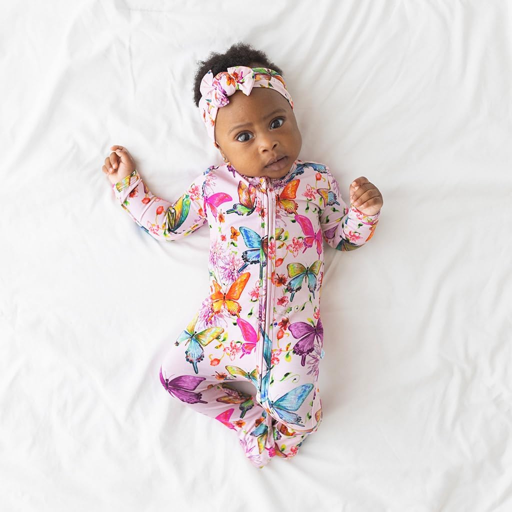 Posh Peanut Convertible Baby Sleepers - Footless Baby Pajamas with 2 Way Zipper for Easy Diaper Changes (Preemie) Watercolor Butterfly - Image 3