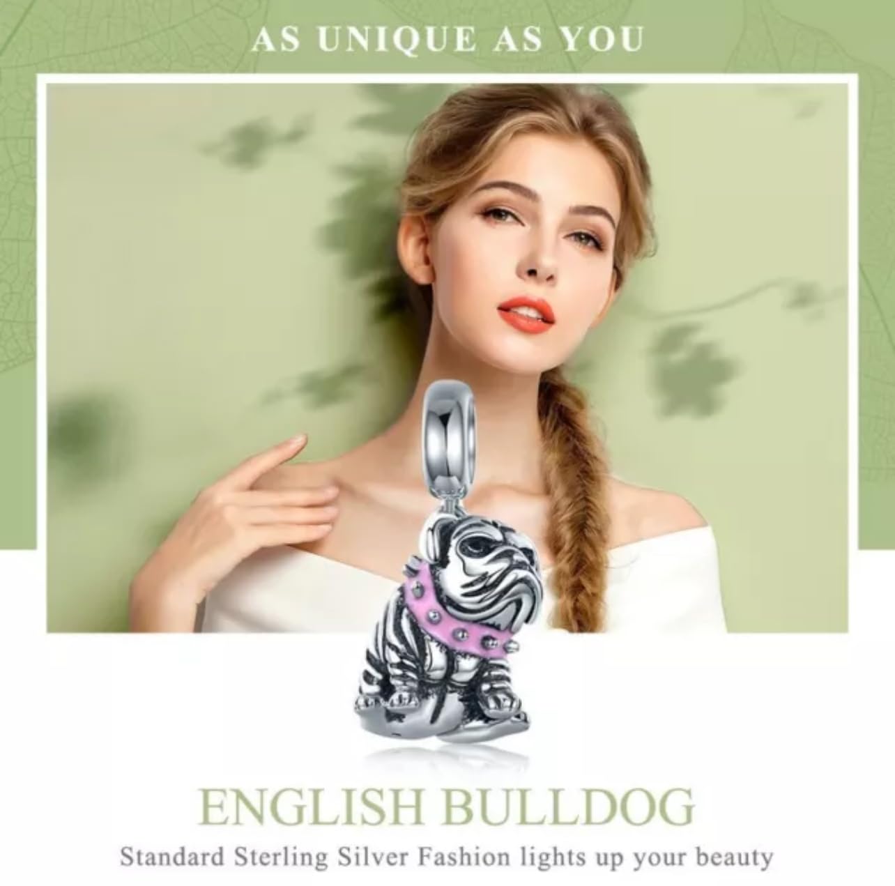 FLXHHX Charm Colgante De Inglés Animal Mascota Perro Plata De Ley 925 Genuina Compatible con Pulsera
