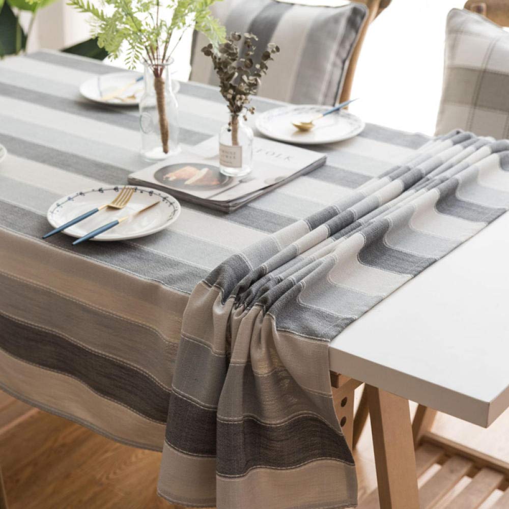 Antitache Nappe Rectangulaire Lavable Entretien Facile Coton et Lin Multiple Styles et Tailles Sélectionnable Gris 100 × 135cm