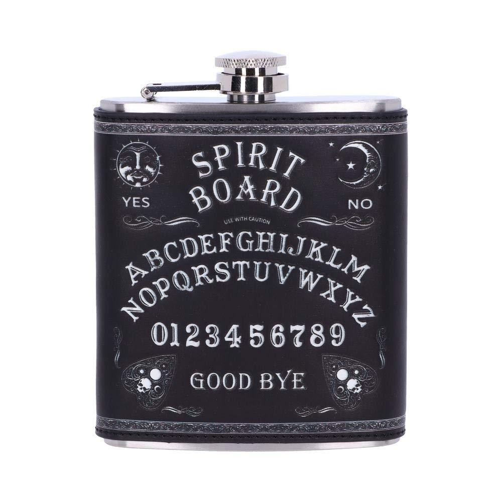 Nemesis Now B5119R0 Black and White Spirit Board Drinking Hip Flask, PU and Stainless Steel, 7cm
