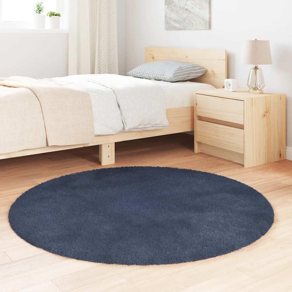Tappeto shaggy a pelo lungo rotondo, 120 x 120 cm, in poliestere, per soggiorno, camera da letto e balcone, collezione NAVARRA