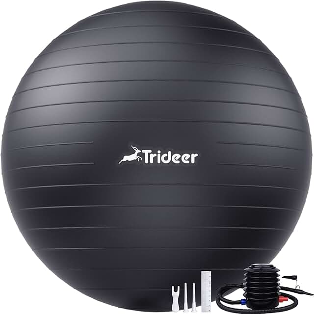 Trideer Yoga Ball Exercise Ball, 5 Sizes Ball Chair, Heavy Duty Swiss Ball for Balance, Stability, Pregnancy and Physical ...