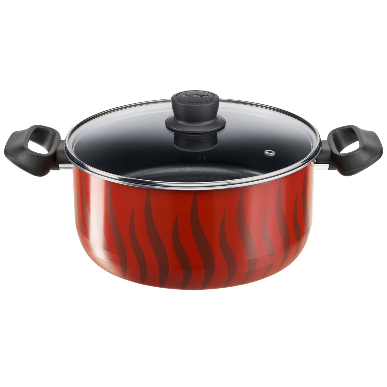 Tefal G6 Tempo Flame 26 Sautepan with SS Lid, Non-stick, Red, Aluminium, C3045285