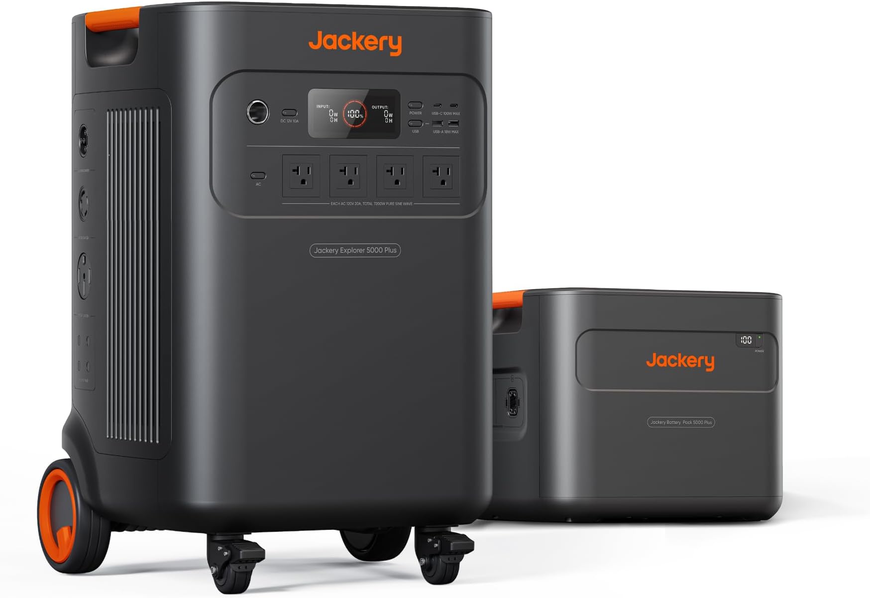 Jackery Solar Generator 5000 Plus Portable Power Station with Extra Battery, 10kWh LiFePO4 Battery, 7200W AC Output Solar Generator for Home Use, Emergency Backup