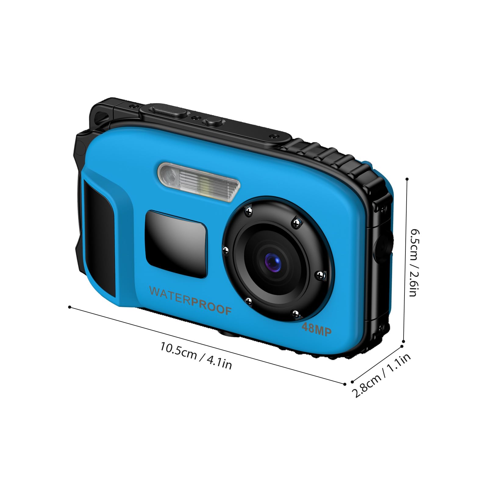 Camnoon 1080P Waterproof Digital Camera 48MP Digital Video Camera 2.4 Inch IPS Screen IP68 5M Body Waterproof Depth Auto Focus 4X Digital Zoom Built-in Battery Birthday Festival Gift for Kids
