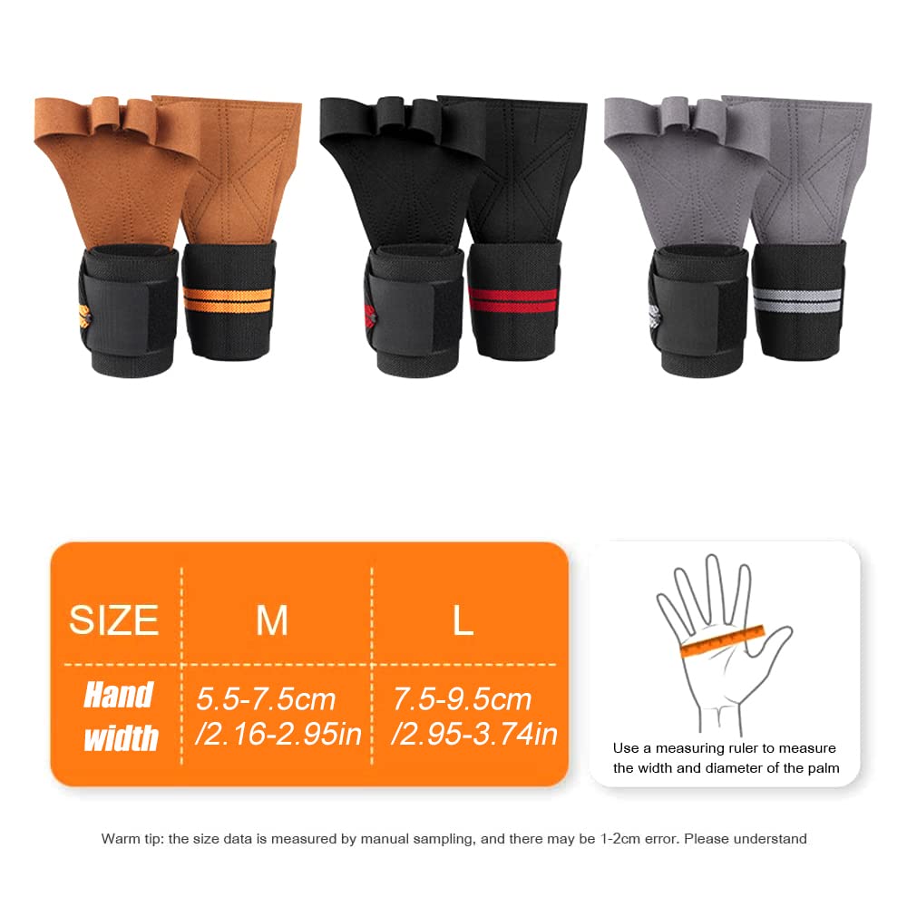 par de Guantes de Entrenamiento para Levantamiento de Pesas, Fitness, Deportes, Culturismo, empuñaduras de Gimnasia, Guantes Protectores de muñeca para Mano y Gimnasio (Negro M)