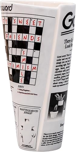 ban.do Florero de periódico de inspiración vintage, decoración de estantes de cerámica retro, úniconovedosojarrón ecléctico, periódico