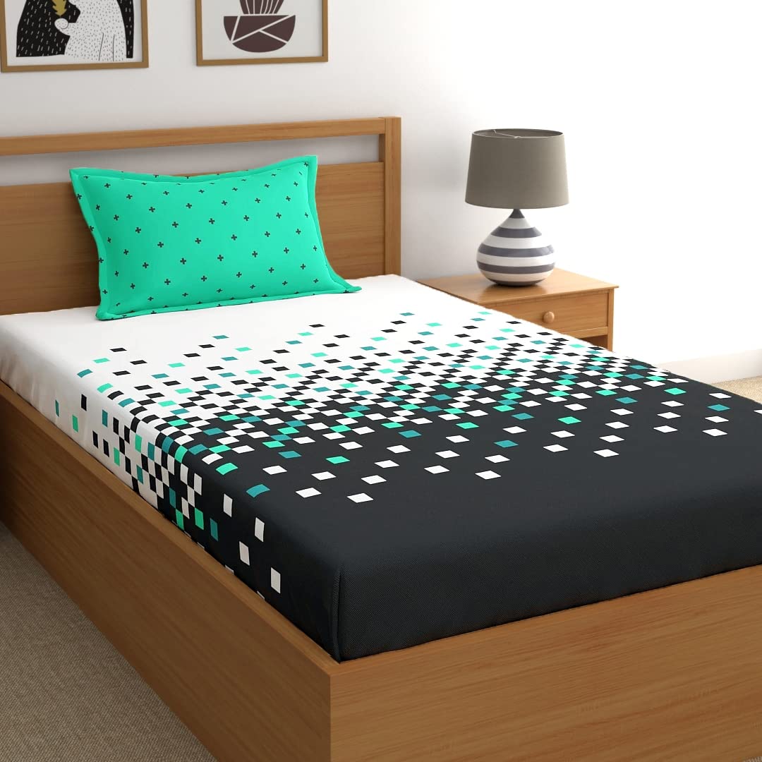 My Room 100% Cotton Single Bedsheet with 1 Pillow Cover Cotton, 140tc Geometric Grey Bedsheets for Single Bed Cotton (4.9ft x 8.9ft) (B0B2P9FXGS) Amazon Price History, Amazon Price Tracker