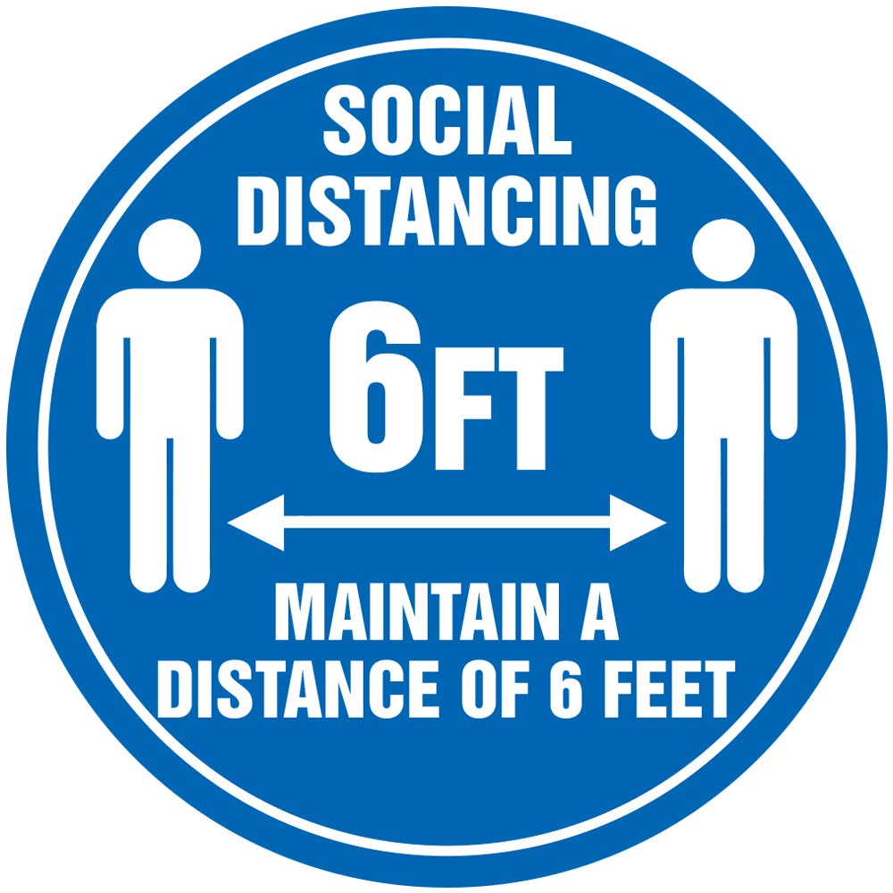Social Distancing Floor Sign - Please Keep a Safe 6 Foot Distance, Maintain 6 Ft Distance Social Distancing Indoor Anti-Slip Floor Decal. 12" x 12", E (1)
