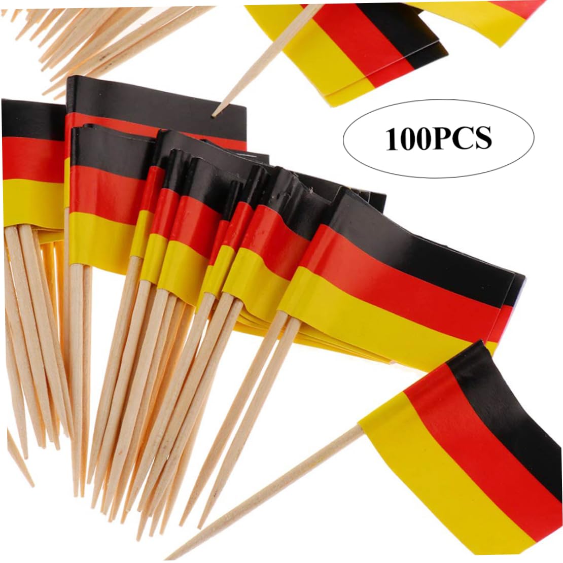 100 Stuzzicadenti Bandiera Germania - Decorazioni Per Torte E Cupcake