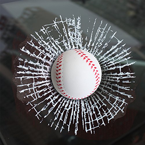 baseball car window decals - YGMONER 3D Simulation Golf/Baseball Break Glass Car Window Sticker (Baseball)