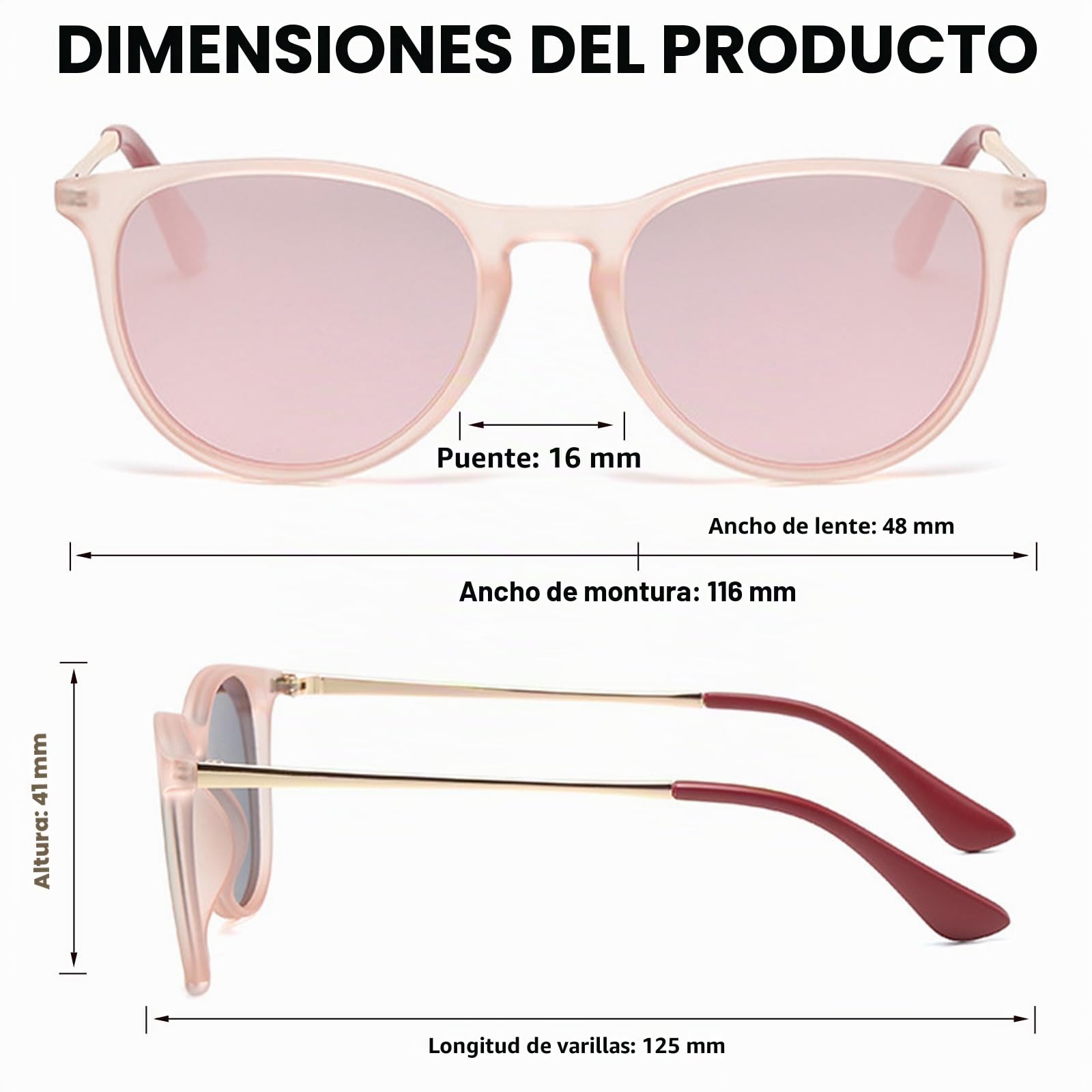 Gafas de sol para niños y niñas, polarizadas, marco de metal, espejo redondo, protección UV400, 4-12 años