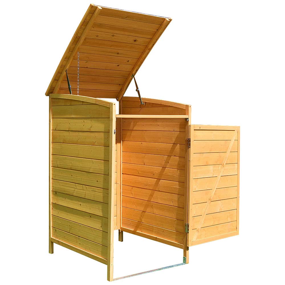Melko Cache-poubelle simple 120 l en bois 73 x 85 x 127 cm avec paroi arrière