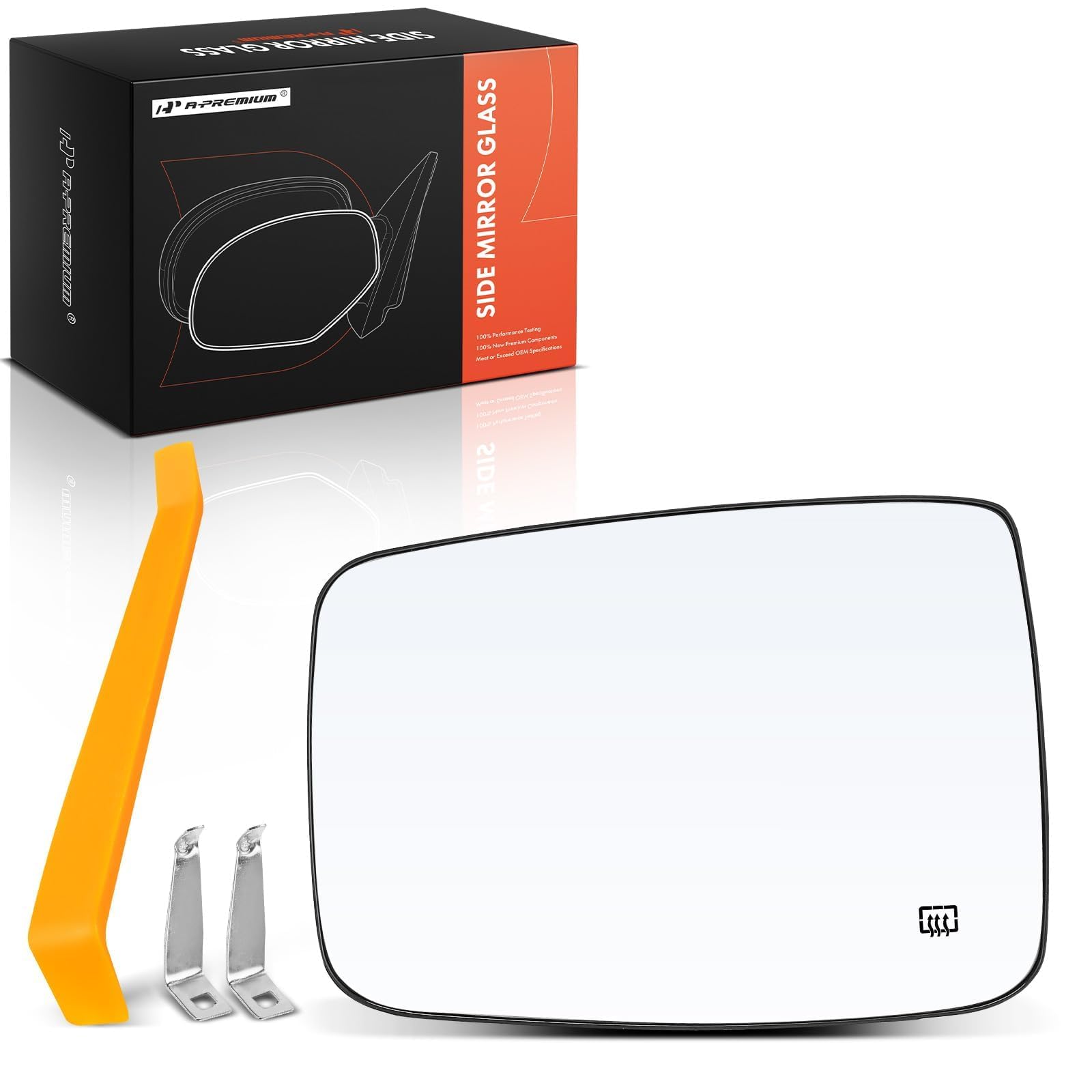 A-Premium Left Driver Side Heated Mirror Glass with Backing Plate Compatible with Ram 1500 2011-2019, 2500 2011-2018, 1500 Classic 2019 & Dodge Ram 1500 2500 2010 - Non-Towing Mirror, w/o Auto Dimming