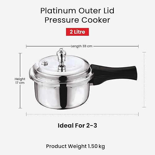 Miniatura 8 de Vinod Olla a presión de acero inoxidable  2.1 cuartos de galón  Compatible con inducción y gas  Fondo sándwich  Ideal para sopas, arroz y quinua