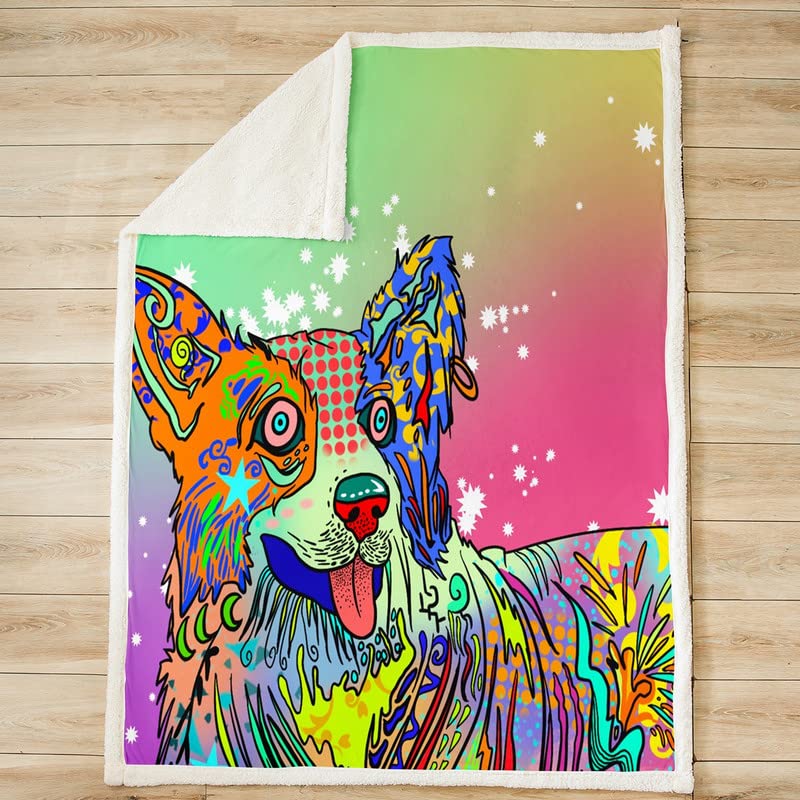 Kawaii Manta de forro polar para perro salchicha Corgi manta de felpa para perro para cama sof? cachorro perro mascota manta Sherpa para regalos para amantes de los perros manta verde y rojo decor