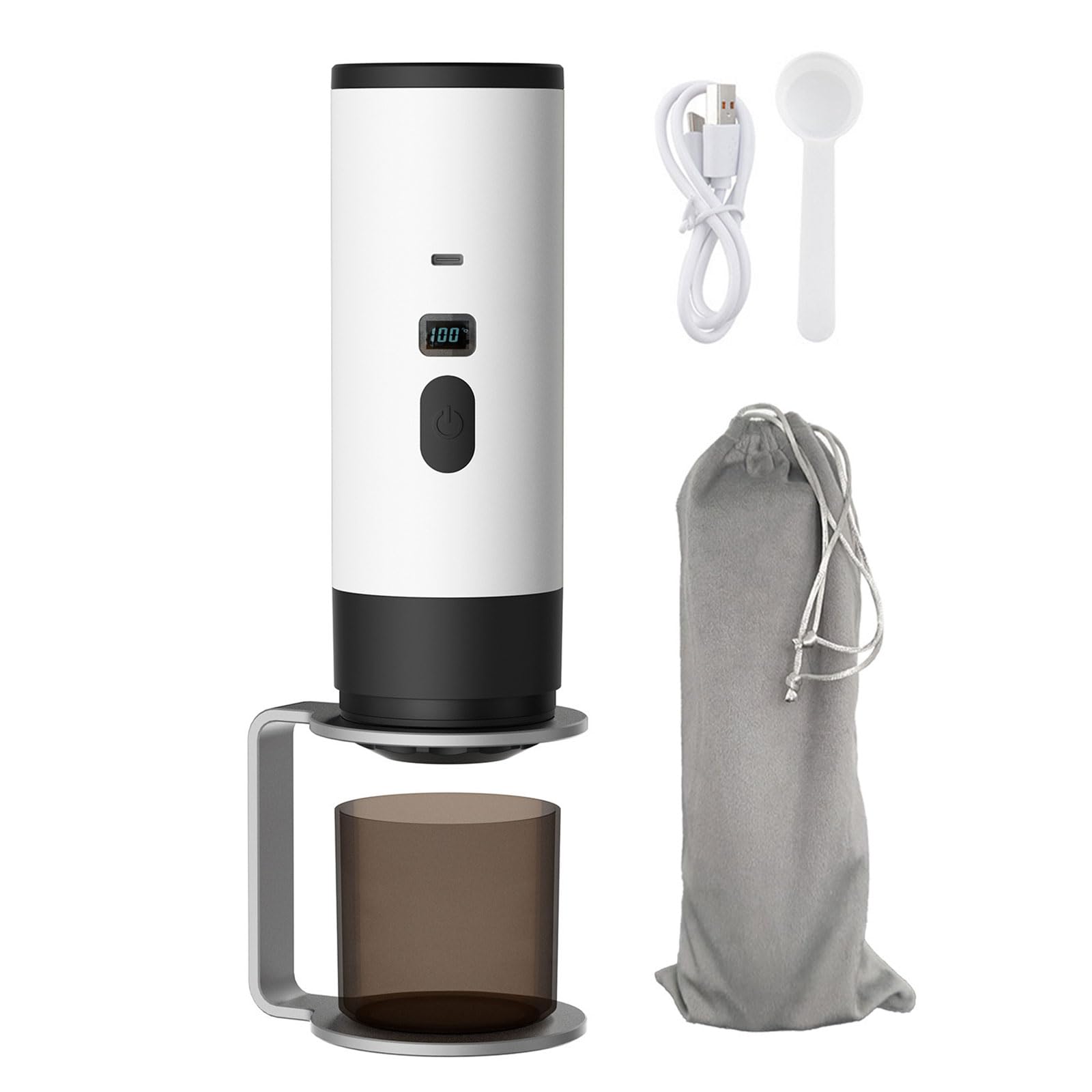 Cafetera portátil 3 en 1 con calentamiento rápido, diseño fácil de viajar, soporta café en cápsulas y molienda fina para café recién hecho en cualquier momento