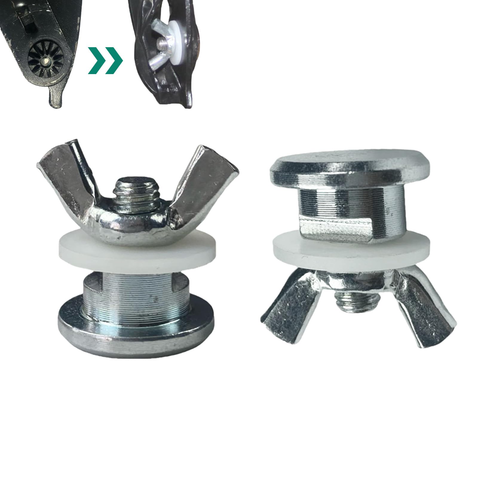 Replacement Metal Rust-Proof Bolts, Compatible with La-Z-Boy Lazyboy lazboy Lazy boy Recliner Rocker Leg Rest Scissor Insert washers Support Plastic Bolt Upgrade Metal Parts, Silver (Pair)