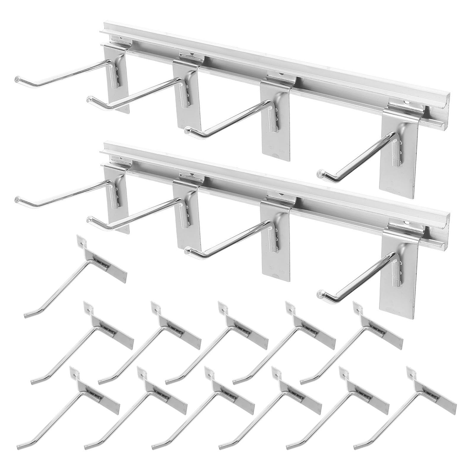 Ganci per Pannello per Organizzare Strumenti e Accessori Set 2 Pezzi Forato in Ferro Argento Robusti ad Alta Visibilità in Casa o Garage