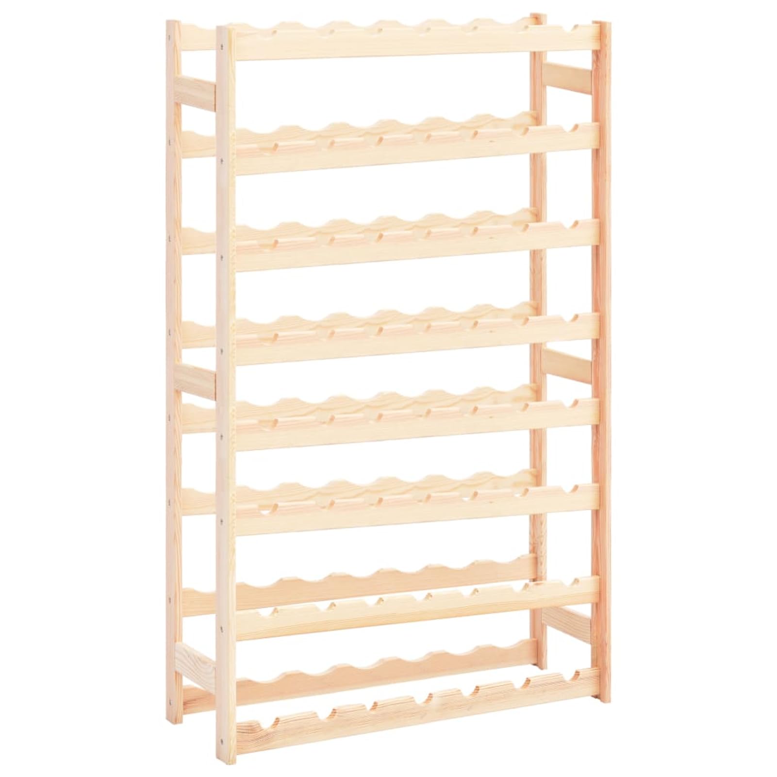 Portavini da 56 Bottiglie, in Legno Massello di Pino, Scaffale Portabottiglie per Vino per Cucina, Sala da Pranzo o Cantina