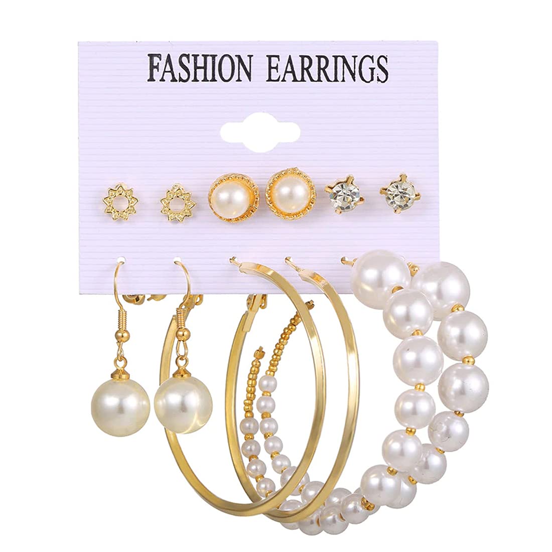 Plated Toned Pearl Earrings Combo Set