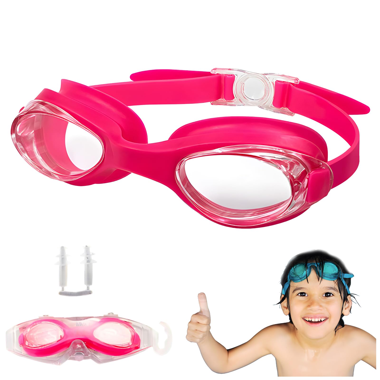Atlodas Swim Goggles for Kids 6-14, Anti-Fog UV Protection Pool Glasses Swim Glasses for Children Teens With Case (Rose Red)
