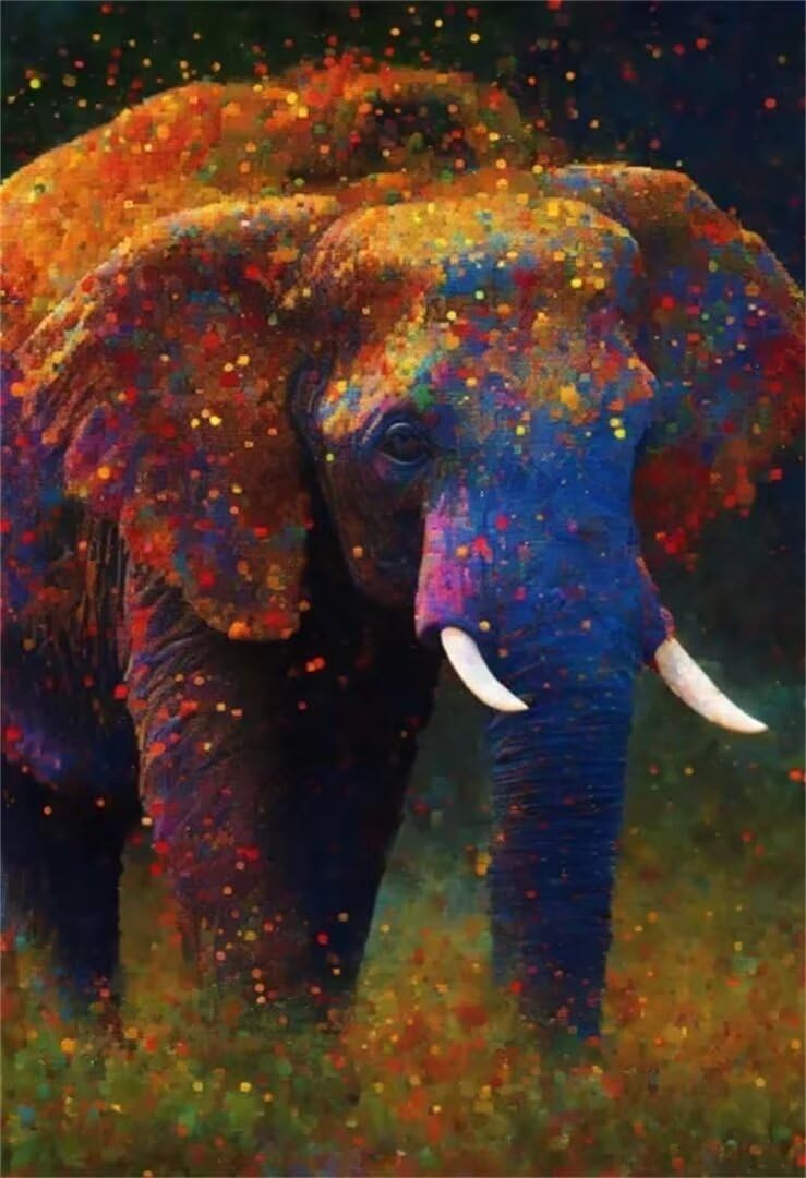 5D DIY Diamante Art Pintura kit Completo, Diamond Painting Adultos Niños Rhinestone Bordado de Punto de Cruz Artes Pintura Painting,Cuadros Decor para Cuarto, Sala de Estar - (Elefante animal) 60x90cm