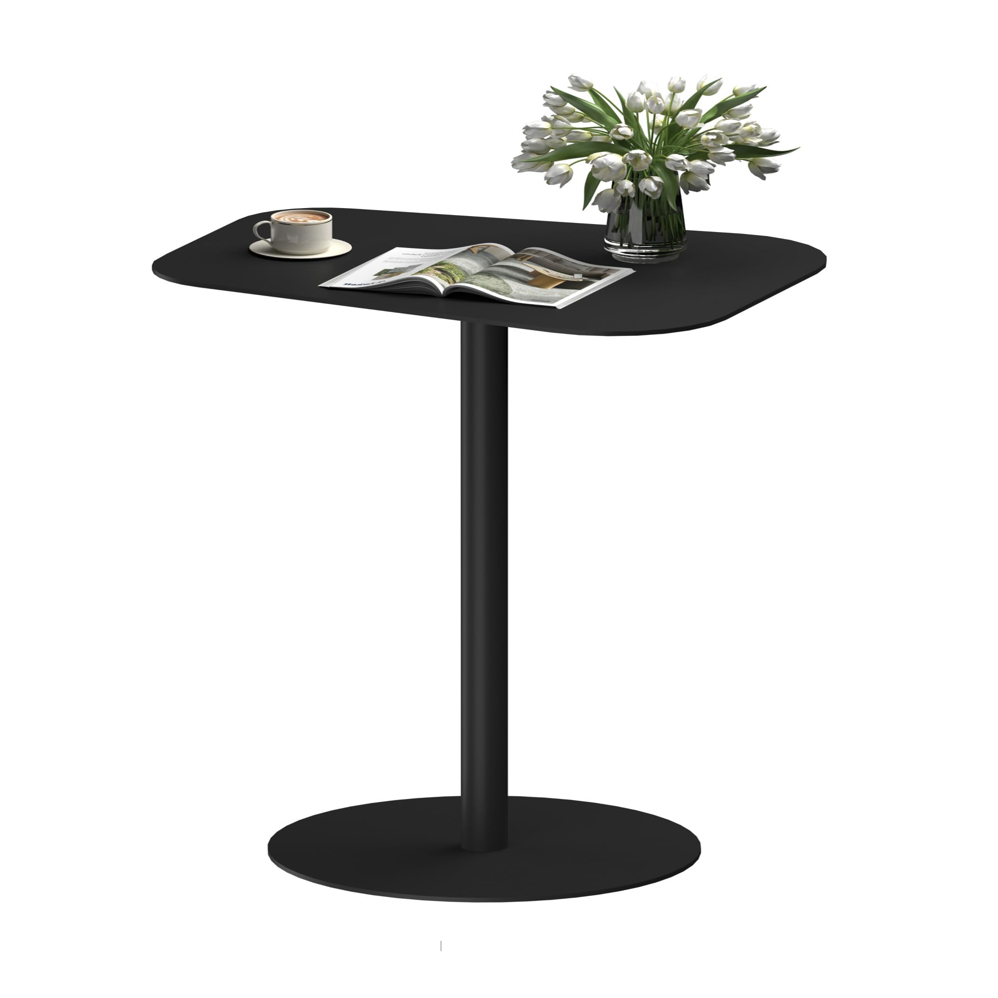 SANODESK Steel Side Table, Sturdy and Space-Saving Design, 50×38×65cm Modern Style Bedside Desk, Sofa End Desk, Small Coffee Table for Living Room or Bedroom, 4 Colors Available(Black)